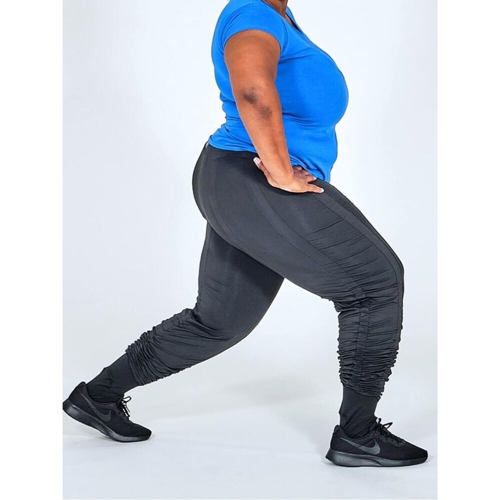 Agogie +20 Resistance Band Black Legging Workout Active Pants Plus Size XXXL